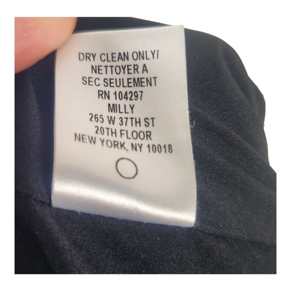 MILLY Deni Mini Dress 10 Black Poplin Flutter Sleeve Plunge Neckline Party - Picture 11 of 11